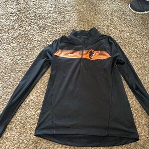 Nike Black and Orange Orioles Half-Zip Pullover